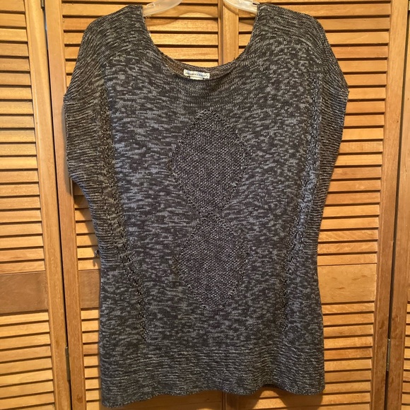 Reference Point Oversized Grey & White Marbled Knit Sweater Vest/Tunic - Picture 1 of 16